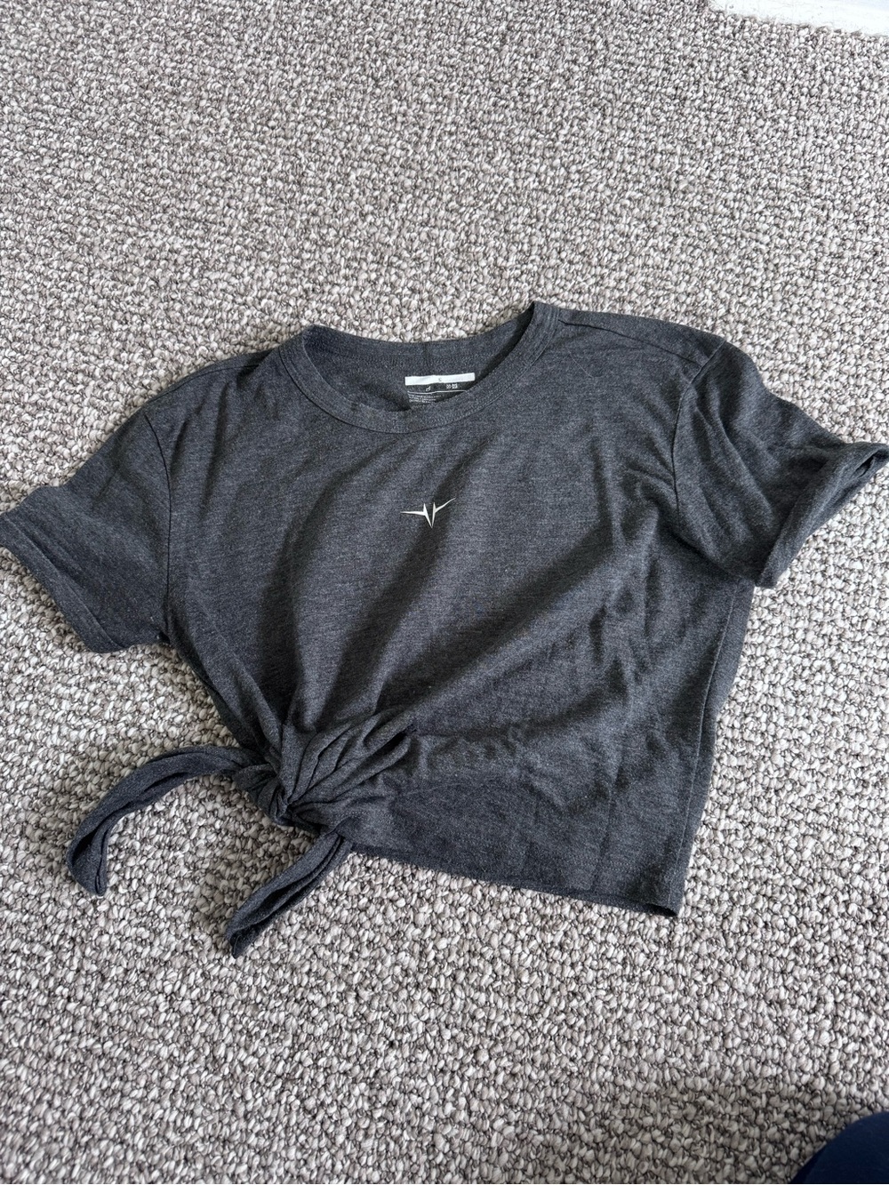 Women's Charcoal Tie-Front Crop Top